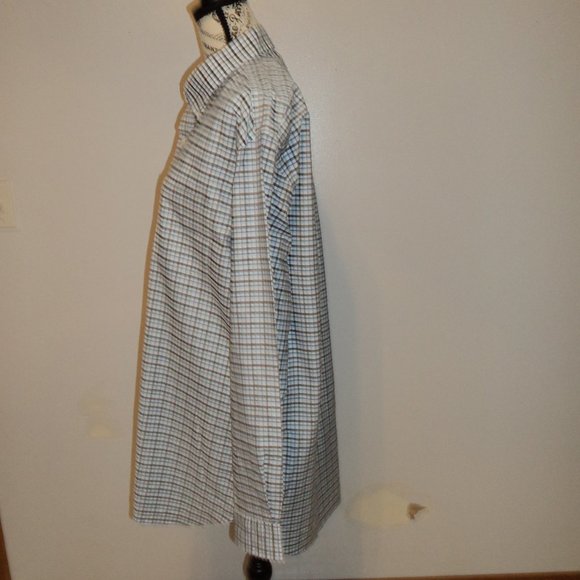 Lands End Mens 17 1/2 - 36  Shirt Plaid Tall Tailored Long Sleeve Supima Cotton - Picture 3 of 9